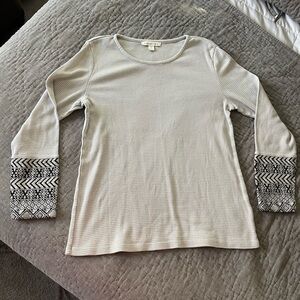 Coldwater Creek ribbed textured cotton rayon blend long sleeve light sweater